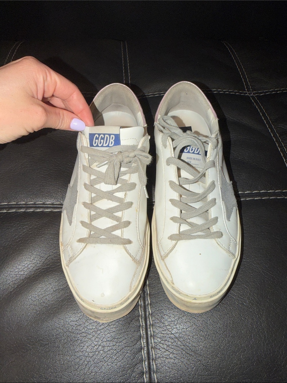 Golden Goose White Sneakers with Pink Metallic Heel Tab